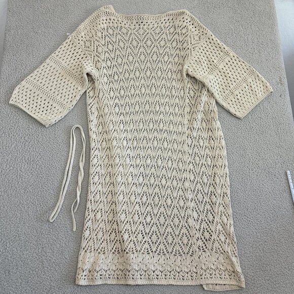 Daytrip Cardigan Sweater Open Knit Crochet Belted Boho Layering - Picture 2 of 7